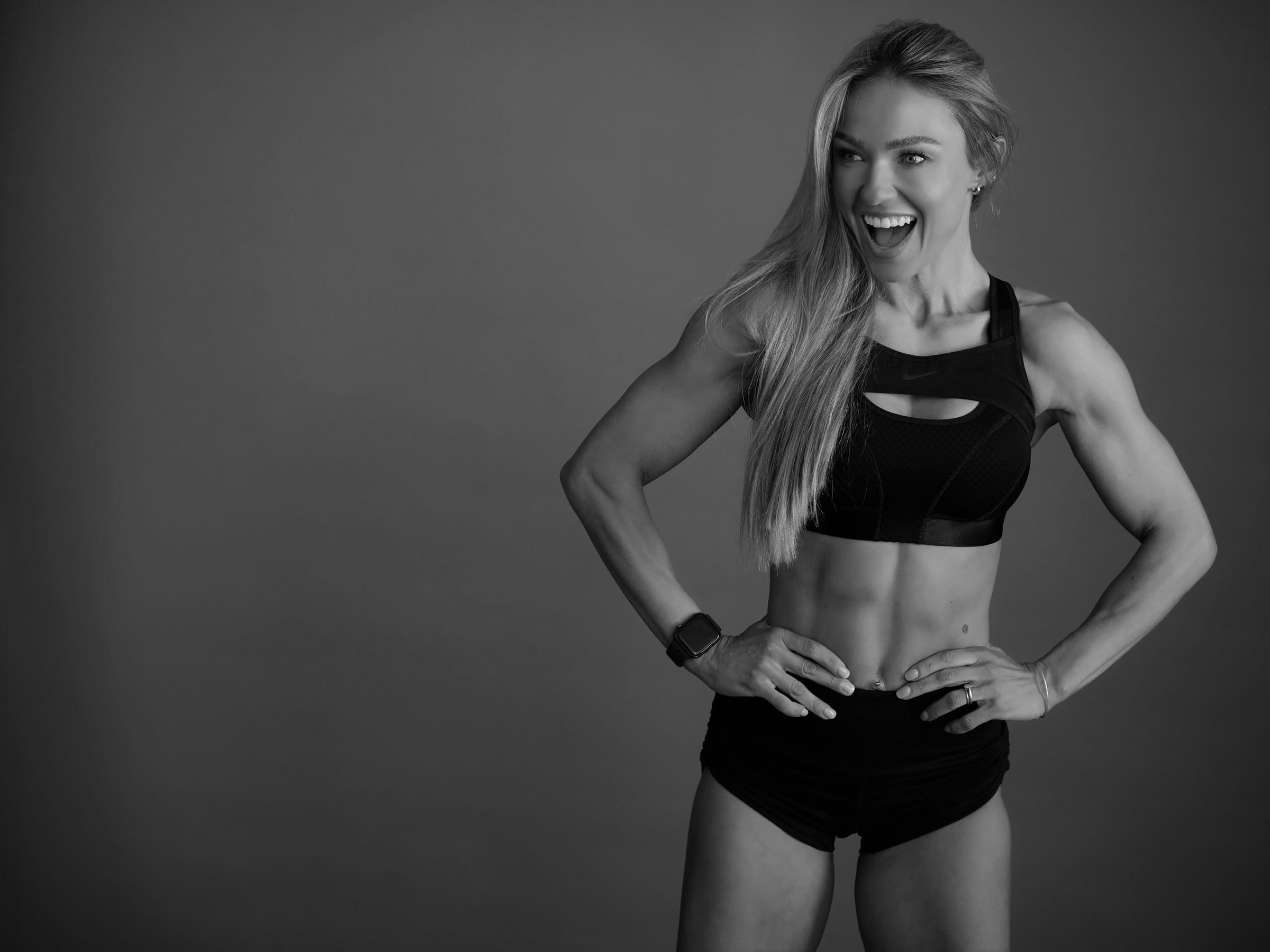Caroline Girvan, hands on hips.