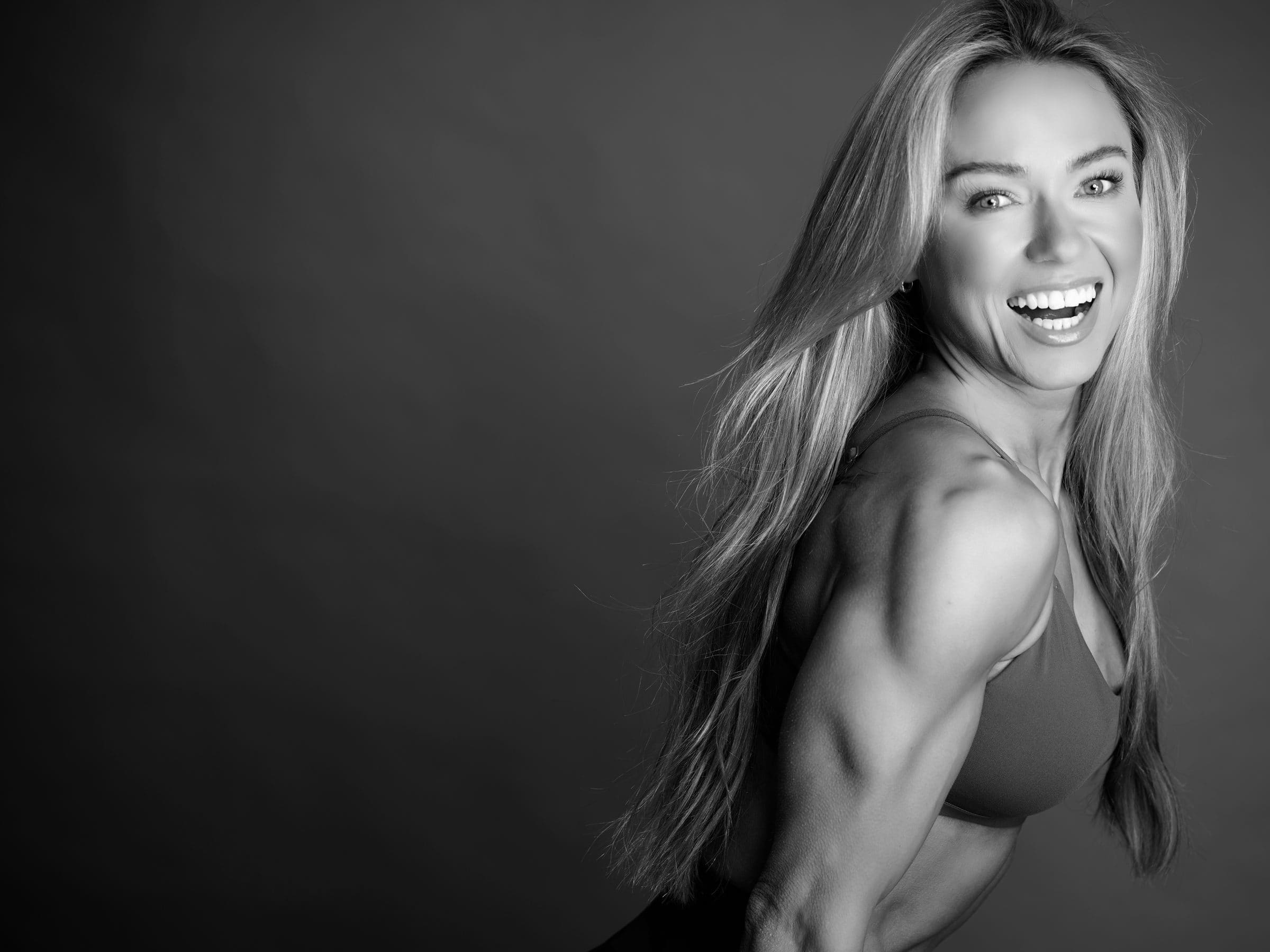 Caroline Girvan, mid-laugh.