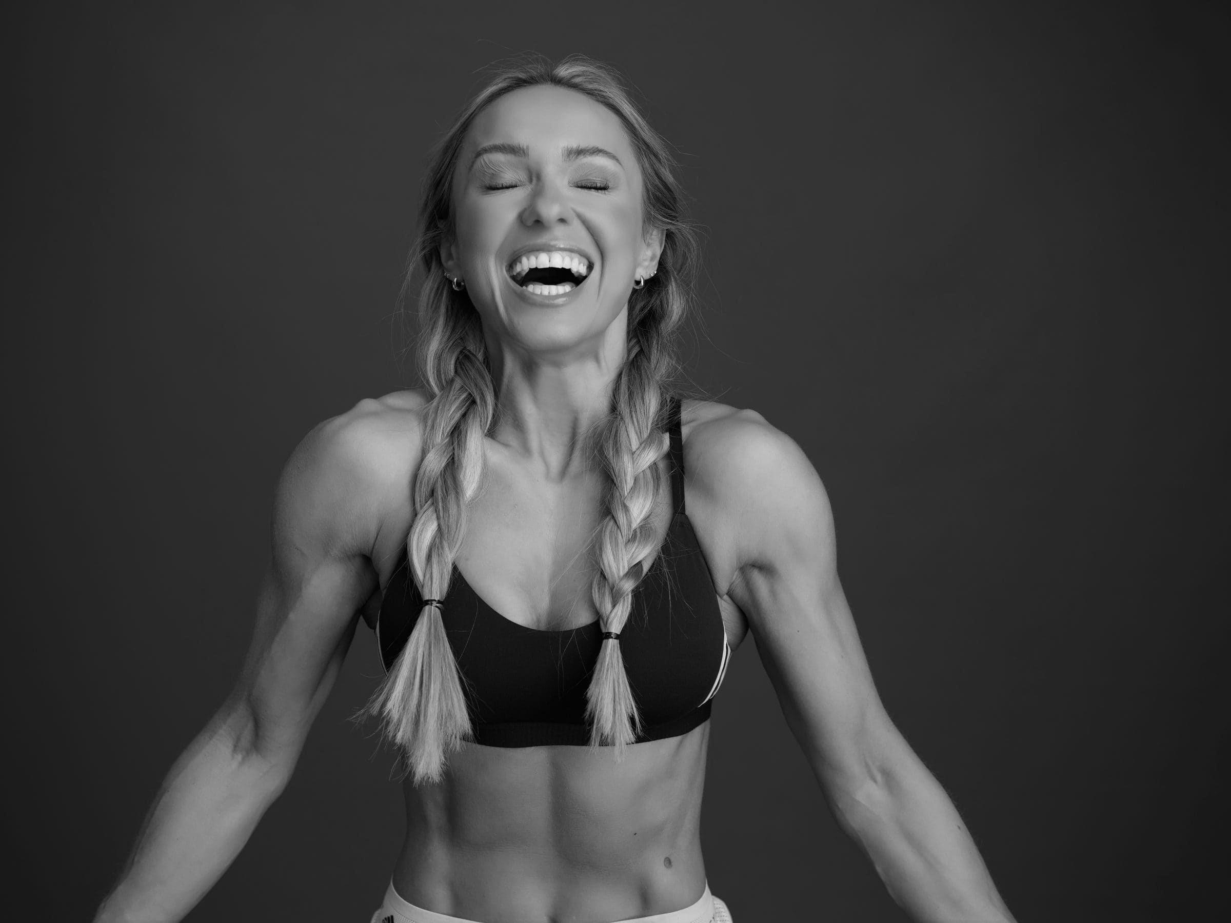 Caroline Girvan, laughing.